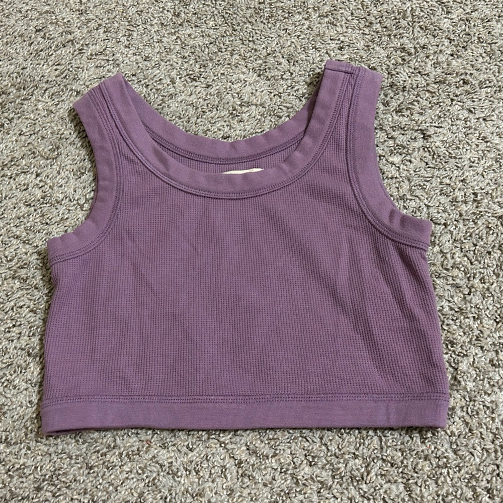 Madewell Mauve Purple Ribbed Scoop Tank Women's Size Small Cotton Blend Preppy